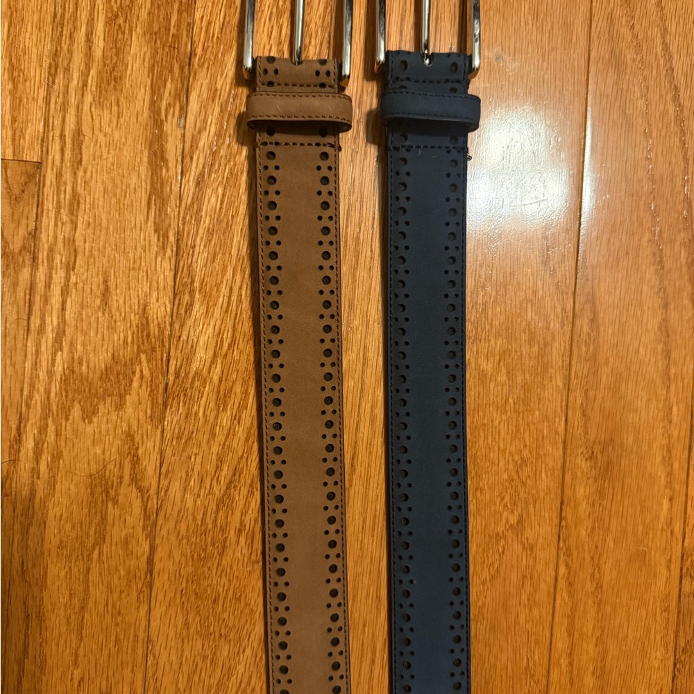 Brooks Brothers Men's Brown and Navy Leather Belts